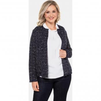 Women's Plus Size Blue Boucle Jacket, Fringe Edges, Size 20, Polyester