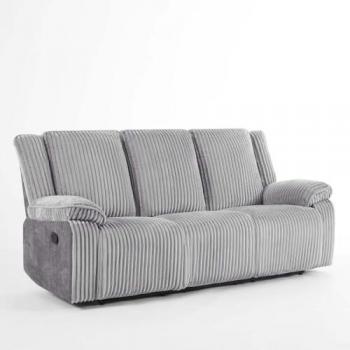 Verona 3‑Person Jumbo Cord Recliner Sofa (Grey)