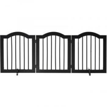 Barrière de sécurité modulable pliable pour animaux de compagnie en MDF massif noir 154,5x61 cm
