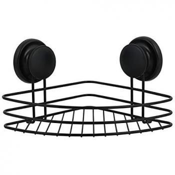 Etagère d’angle douche MSV – Résistante, Design Contemporain, Acier Noir