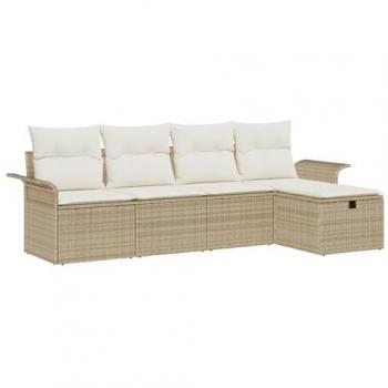 Set Polirattan Beige/Crema – Divano Esterno 5 Pezzi (Dimensioni: 251×117×85 cm)