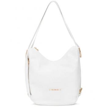 White Leather Shoppers Bag