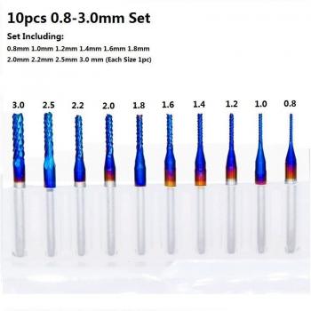 XCAN 10pcs Blue Coated Engraving Edge Cutter 3.175mm Shank End Mills