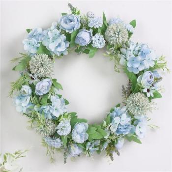 40CM Round Heart Peony Flower Wreath – Artificial Christmas Décor