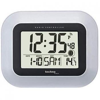Orologio da parete Tecnoline WS‑8005 con radio, colore nero e argento