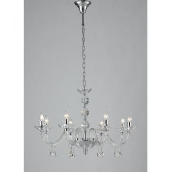 Lampadario a sospensione Riflesso Cromo 8xe14 in cristallo 83x190 cm