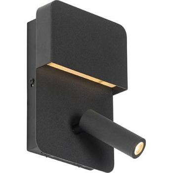 Lampada da parete LED nera con lettura e USB