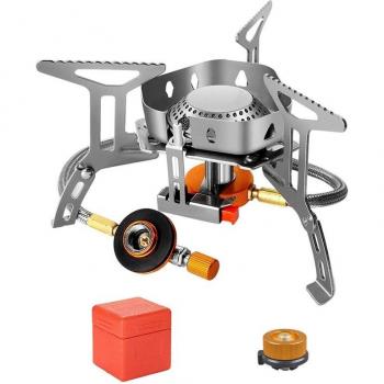 Estufa de camping con adaptador de gas