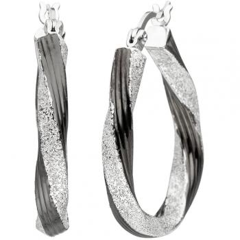 Jobo Creolen oval 925 Sterling Silber schwarz bicolor Ohrringe