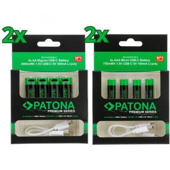 16x Lithium Akkus AAA und AA von PATONA mit USB-C