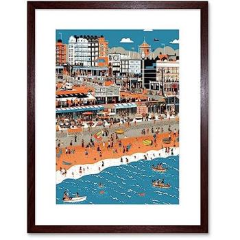 Artery8 Urban Oceanscape – Brighton Beach & Palace Pier, 9x7 Framed in Brown