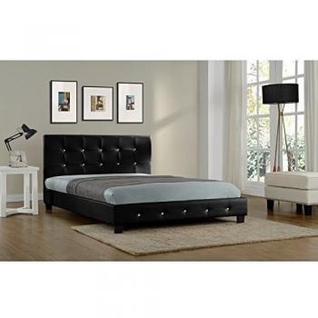 Struttura Letto Imbottita in Similpelle Nera 140x190 cm Notting Hill