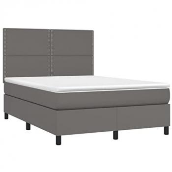 VidaXL Boxspringbett 140x190 cm mit Matratze Grau