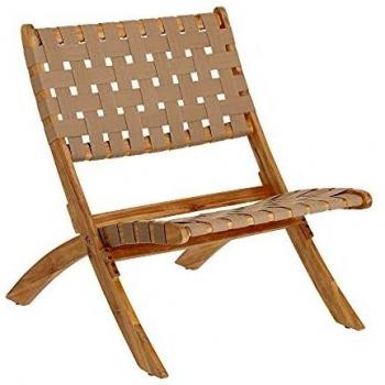 Poltrona Chabeli in Legno di Acacia e Corda Beige Pieghevole