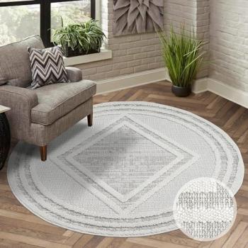 Carpet City Rundteppich LINDO 8853, 11 mm Höhe, Kurzflor, Hochtief-Muster mit 3D-Effekt im Boho-Stil