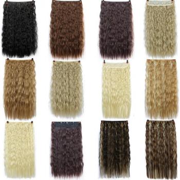 Long Dark Brown Blonde Wavy Hair Clip-In