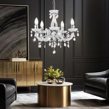 Luce di Cristallo: Lampadario Bianco 5xE14