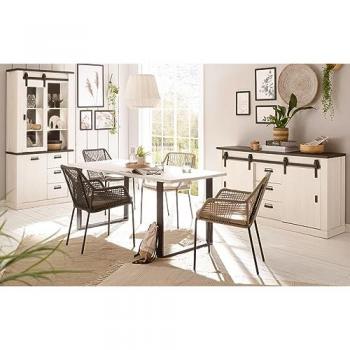 Esszimmer Set Stove 3-teilig in weiß Pinie und anthrazit