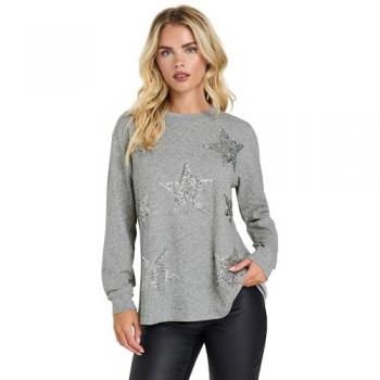 Mini Glitter Star Hoodie (Grey)