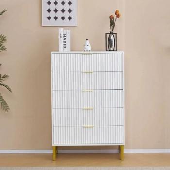 Golden Frame Five‑Drawer Bedside