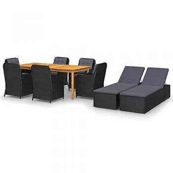 Set da Pranzo da Giardino 9 pezzi Nero