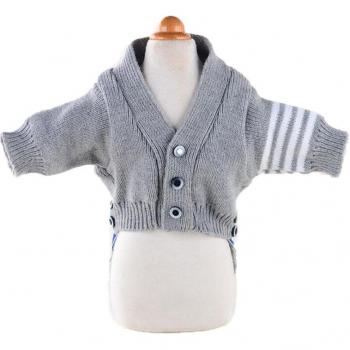 Chihuahua Stripe Cardigan Sweater with Button