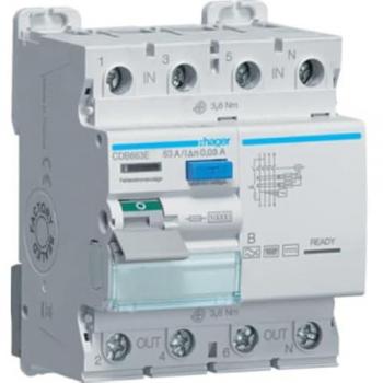 Interruttore automatico differenziale HAGER CDB663E 4P 10kA 63A 30mA Tipo B