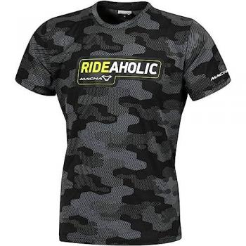 T-Shirt Macna Dazzle Rideaholic Donna Nero-Grigio-Giallo Fluo