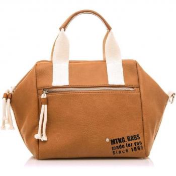 Bolso Mustang para mujer en marrón con detalles de cuero y cierre de cremallera
