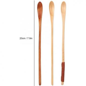 3Pcs Long Handle Wooden Stirring Spoons