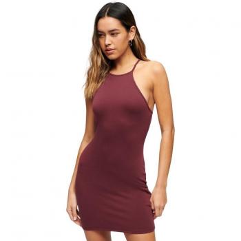 Superdry Minivestido espalda olímpica para mujer, color granate, talla L