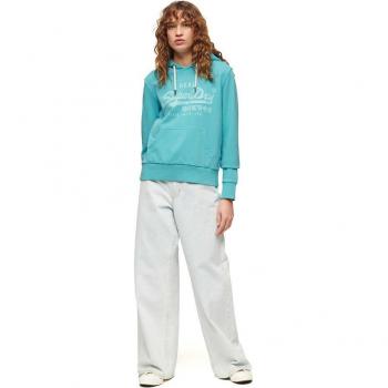 Sudadera Mujer Superdry Capucha Neon Vintage Azul Turquesa