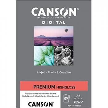 Canson Premium Highgloss Papel Fotográfico 255g 10x15cm 50 Folhas