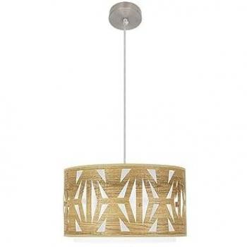 Lampada a Sospensione Katerina 1xE27 Nickel/Legno Chiaro Dimmerabile