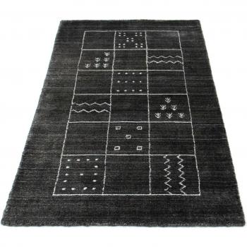 Morgenland Handgeknüpfter Wollteppich, Vintage schwarz, 8 mm Höhe