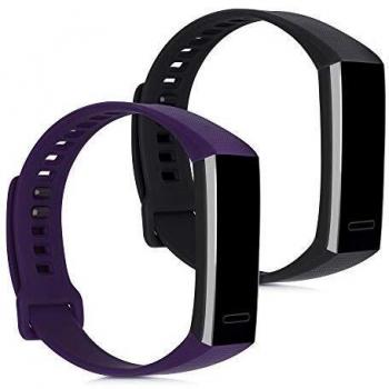 Schwarzes Silikontuch-Armband kwmobile 2X für Huawei Band 2 und 2 Pro