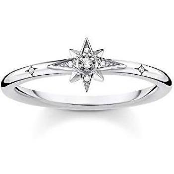 THOMAS SABO Silver Cubic Zirconia Pavé Star Ring TR2317-051-14-54, Size 54, Sterling Silver, Female