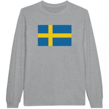 Pixelforma Schwedenflagge Langarm-Shirt – 100 % Baumwolle – Grau