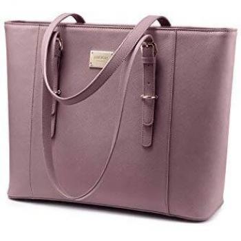 LoveVook Shopper für Uni & Arbeit – Große 15,6‑Zoll Laptop‑Tasche in Rosa/Lila