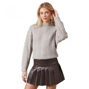 Oasis Women’s Scalloped Cable Jumper – Grey, L Size