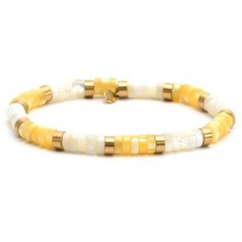 Bracelet Jaspe Jaune et Blanc en Perles