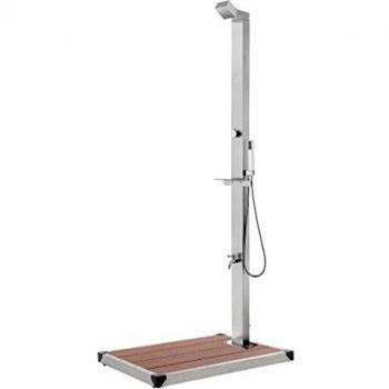 Doccia da Giardino in Acciaio Inox 225 cm con Base Marrone