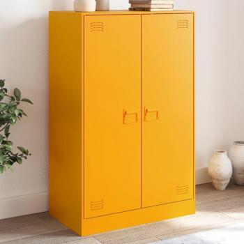 Buffet jaune moutarde 67x39x107 cm acier, armoire, armoire latérale, armoire de rangement, armoires, placard, buffet 841664