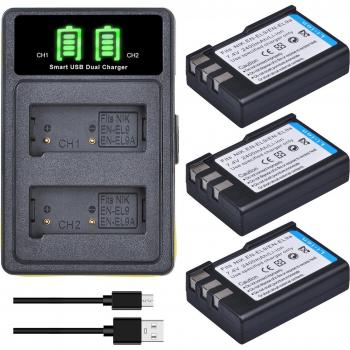 Dual Type C Charger & 2400mAh EN-EL9 Battery for Nikon Cameras