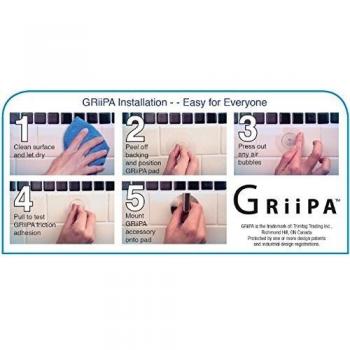 Griipa 3848 Suction-Cupped Shower Mirror with Accessory Hooks