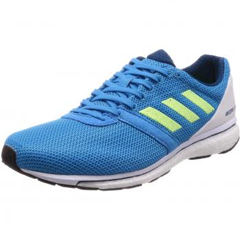 Adidas Adizero Adios 4 M Running Shoes, Shock Cyan/Hi/Res Yellow/Legend Marine