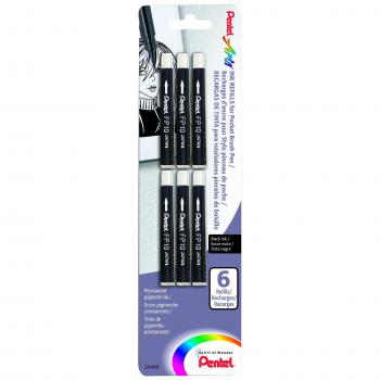 Pentel Black 6‑kg Pocket Brush Pen Ink Pack