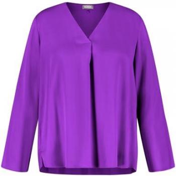 SAMOON Damen Langarmbluse V-Ausschnitt 46 Lila