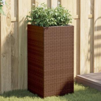 Poly Rattan Garden Planter (Brown, 40x40x80 cm, vidaXL)