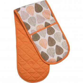 Orange Leaf 100% Cotton Heat‑Proof Double Oven Pot Holder